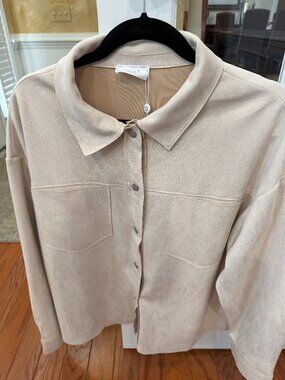 Sage - Beige Suede Jacket/Blazer with snap frnt - NWT - L